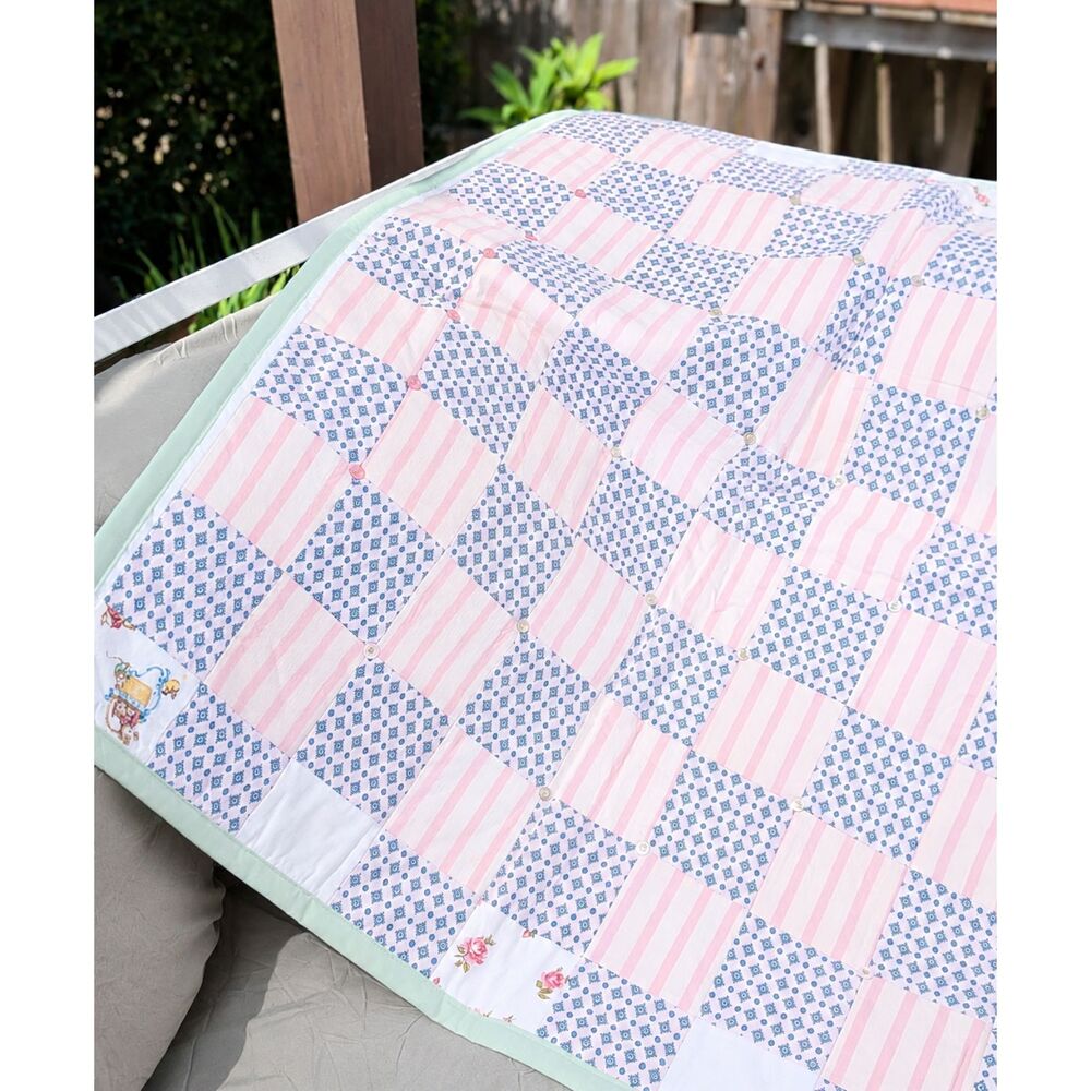 Patchwork Reversible Baby Quilt - 42 x 36 inches - Play Pad for Nursery